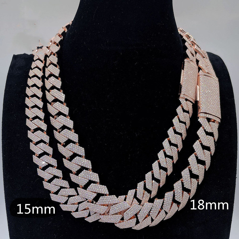 Moissanite Cuban Link Chain Necklaces S925 Silver