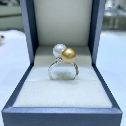 女士海洋澳洲白金球鑽石戒指